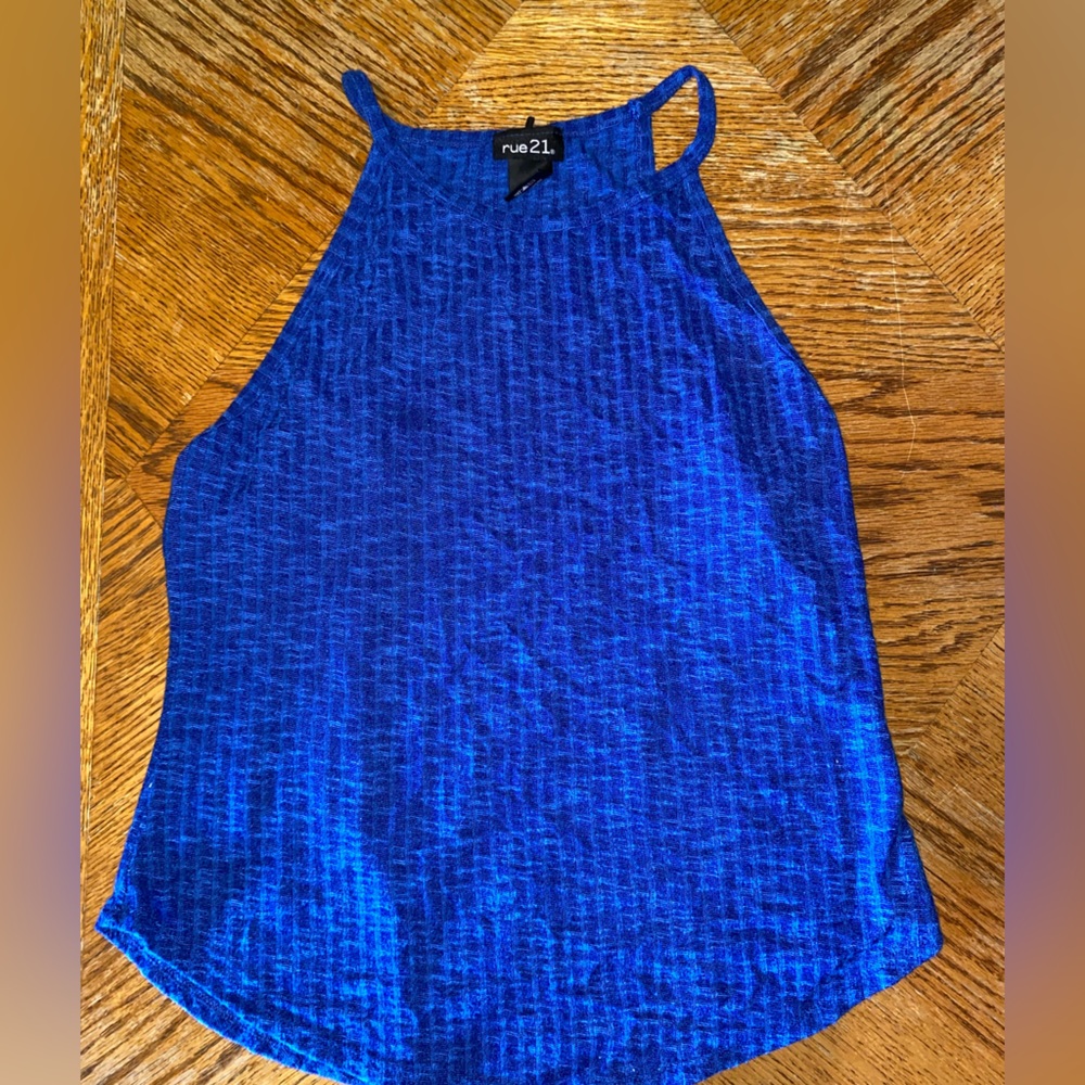Blue halter tank top small